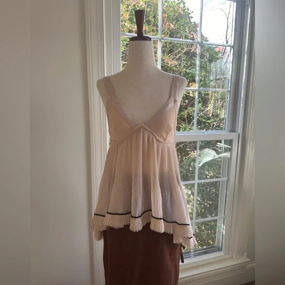 RARE FP ONE Ballet Pink Sheer Babydoll Top BEAUTIFUL DREAMY Sz XS - Picture 10 of 17